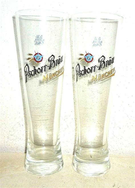 2 Pschorr Brau Munich Weissbier Weisse 0.3L Weizen German Beer Glasses NEW - Germany