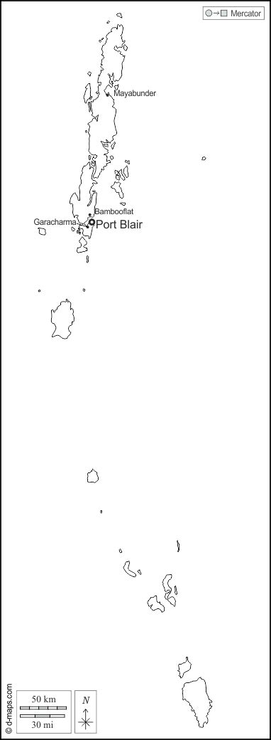 Andaman And Nicobar Islands Outline Map