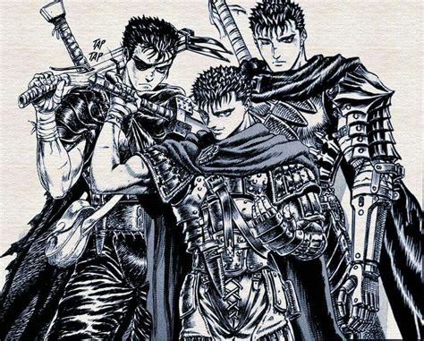 Guts versions (Pilot, Golden Age and Black Swordsman) | Anime, Desenhos, Berserk