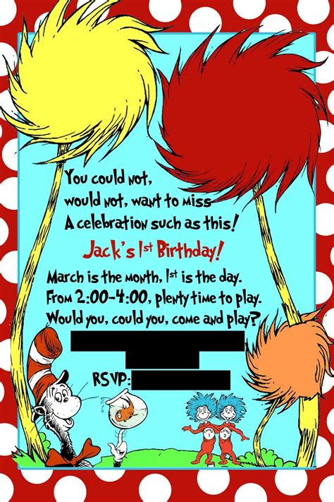 Adorable Dr. Seuss invitation from Etsy!