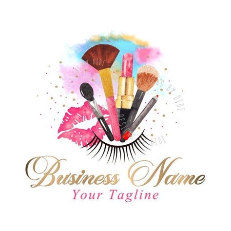 Makeup Logo Design, Beauty Custom Logo Design, Cosmetic Logo Gold Pink ...