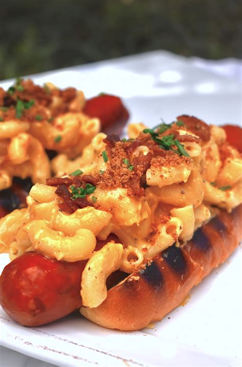 Delicious and Gooey Bacon Mac and Cheese Jumbo Hot Dogs - Sauced Up! Foods