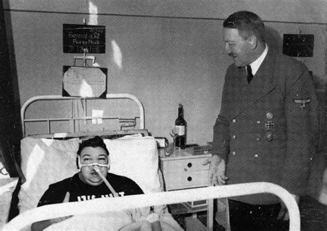 Famous austrian painter Adolf H visits his fan at a hospital 1936