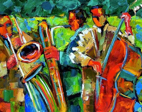 Daily Painters Abstract Gallery: Original Jazz Art Music Abstract Painting "Jazz In The Garden ...