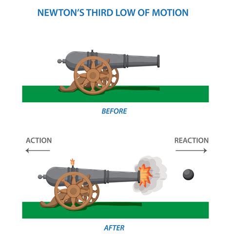 Newton Third Law of Motion Infographic Diagram showing action reaction force direction example ...