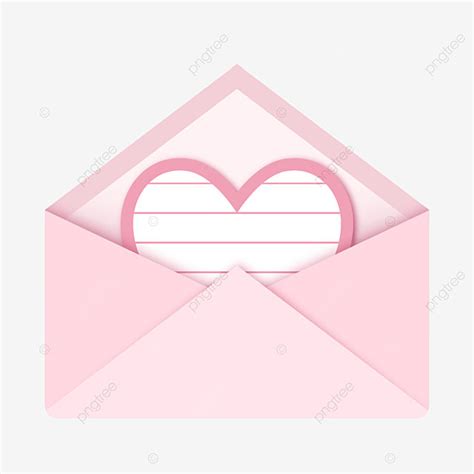 Gambar Amplop Valentine Pink Dengan Surat Cinta Berbentuk Hati ...