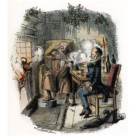 Dickens Christmas Carol 1843 Ebenezer Scrooge And Bob Cratchit Etching By John Leech From The ...