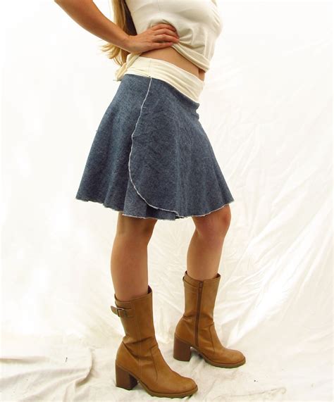 Short Organic Denim Wrap Skirt Hemp and Organic Cotton - Etsy