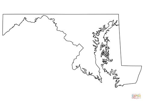 Outline Map of Maryland coloring page | Free Printable Coloring Pages