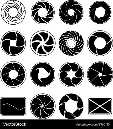 Camera lens icons set Royalty Free Vector Image