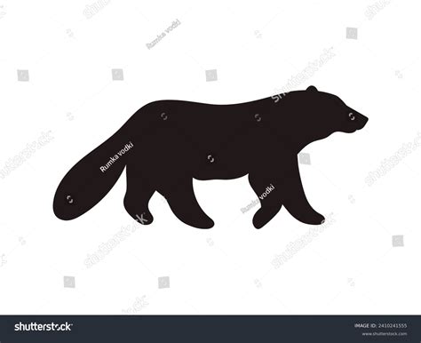 Wolverine Black Silhouette Animal Standing Profile Stock Vector ...