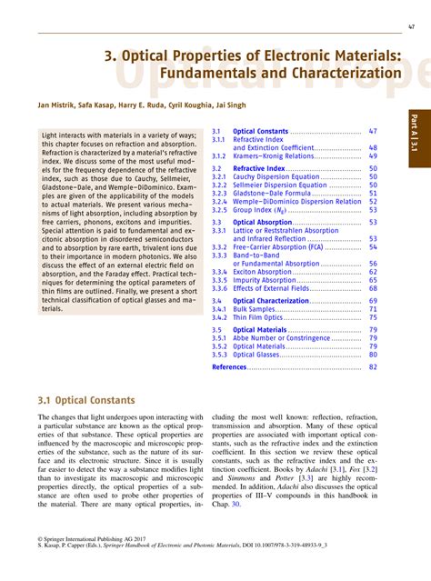 (PDF) Optical Properties of Electronic Materials: Fundamentals and Characterization