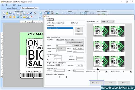 Screenshots of Barcode Label Software – Corporate Edition to design barcode labels