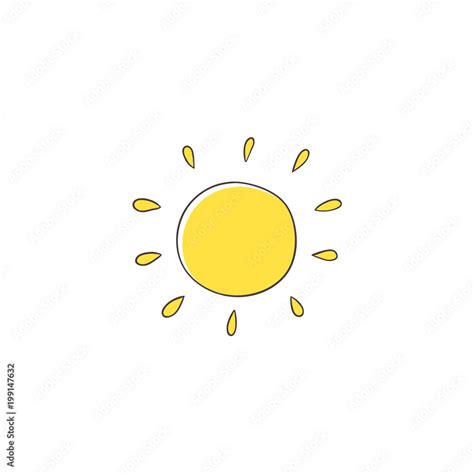 Flat cartoon vector illustration on sun imitating a kid, child drawing ...