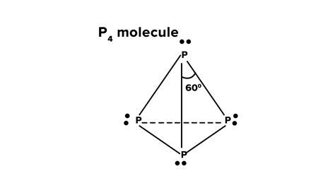 What is the P P P bond angle in P4 molecule in degrees?