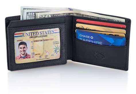 Carbon Fiber Wallet for Men With ID Window and RFID Blocking - Stealth Mode Leather