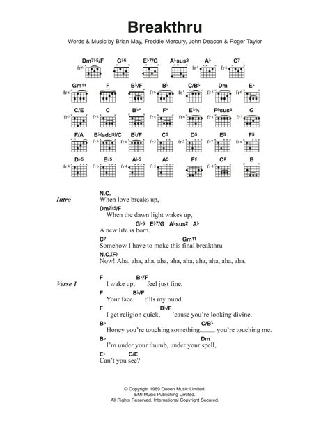 Breakthru by Queen - Guitar Chords/Lyrics - Guitar Instructor