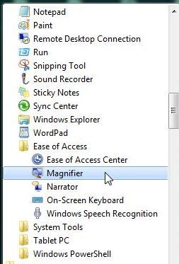 Ease of Access Magnifier in Windows