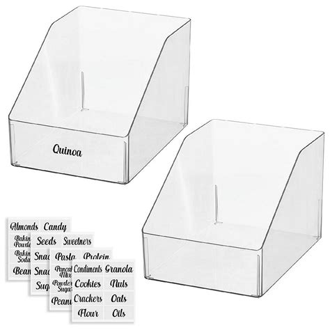 mDesign Plastic Storage Bin with Labels for Kitchen - 2 Bins, 32 Labels, Clear | Oriental Trading