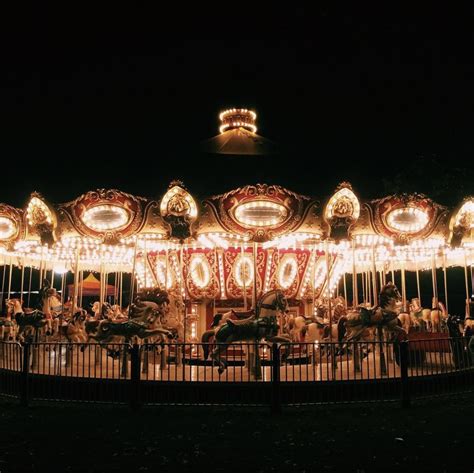 Horse Carousel Lights Up Autumn Night | Photography | Night photography ...