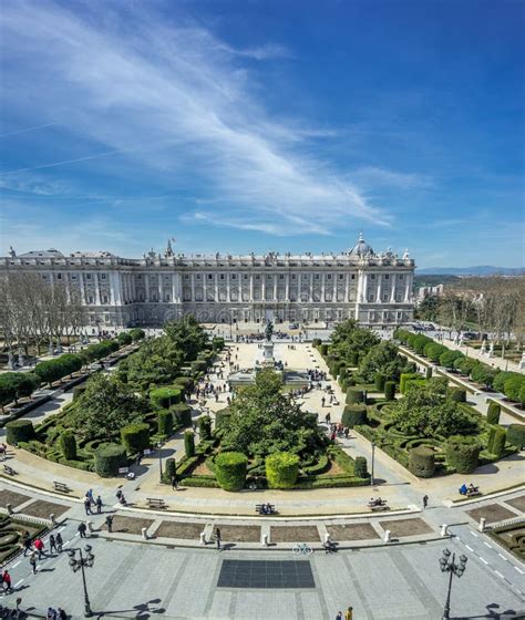 Panoramic View of Tourists Gathering Around Royal Palace (Palacio Real ...