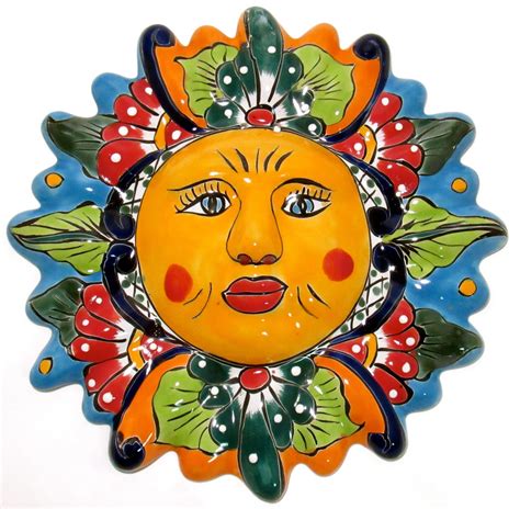 Mexican Wall Hanging Talavera Pottery Sun Face TS12001 | Pottery sun ...