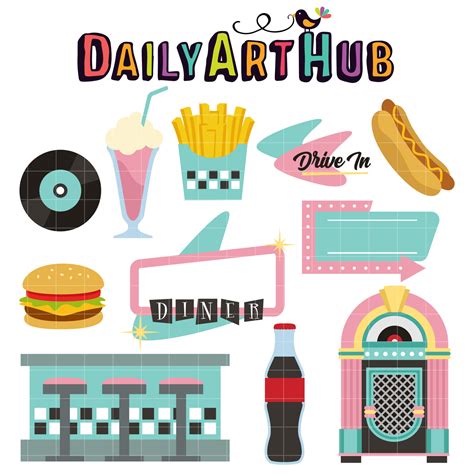 50’s Diner Clip Art Set – Daily Art Hub // Graphics, Alphabets & SVG