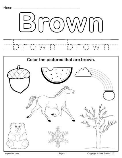 Color Brown Worksheet | Coloring worksheets for kindergarten, Color ...