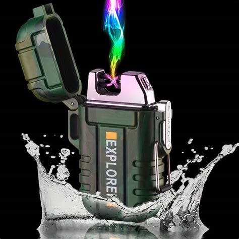 Windproof Waterproof Usb Electronic Lighter Dual Arc Plasma Lighter ...