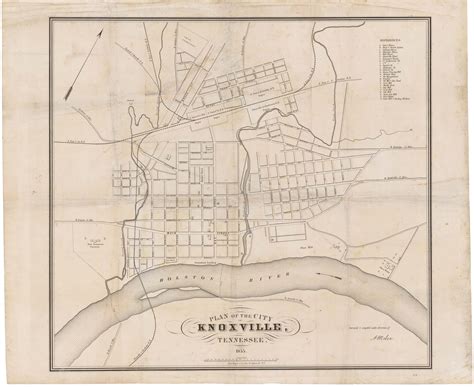 The first published map of Knoxville, Tennessee - Rare & Antique Maps