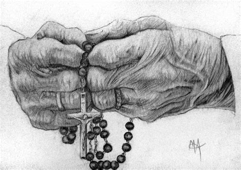 Hands With Rosary Drawing at PaintingValley.com | Explore collection of Hands With Rosary Drawing