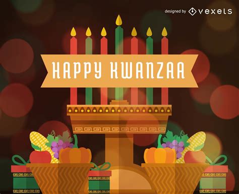 Flat Happy Kwanzaa Greeting Card Vector Download