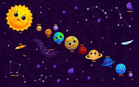 Cartoon solar system infographics, cute planets 20402108 Vector Art at ...