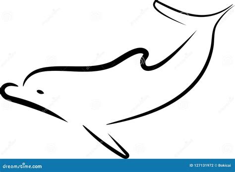 Dolphin Line Art Doodle, A Hand Drawn Vector Cartoon Illustration Of A Cute Dolphin ...