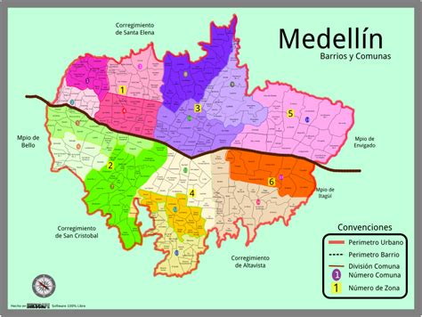 Mapa de Medellín con barrios, comunas y zonas - Openclipart