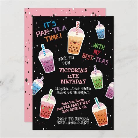 Boba Tea Party Birthday Party Invitation | Zazzle | Tea party birthday, Boba tea, Tea party