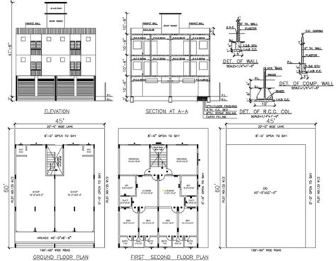 House Plan with Elevation and Section Plan | House plans, Ground floor plan, How to plan