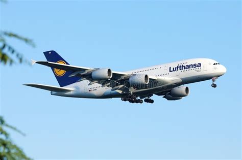 Lufthansa Airbus A380 Plane Taking Off, Close-up Editorial Stock Image ...