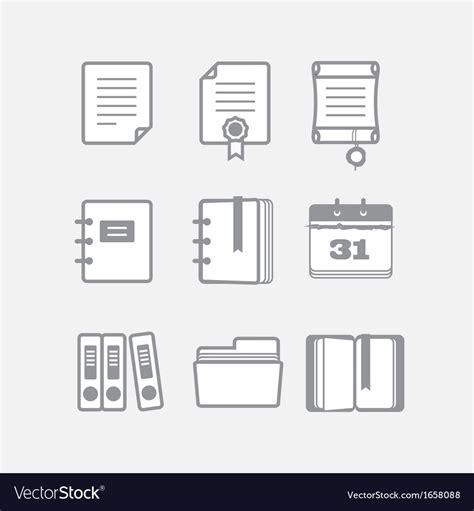 Office documents icons set Royalty Free Vector Image