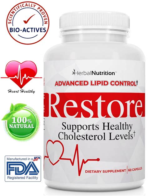 Restore - Cholesterol Lowering Supplement With Bio-Actives Red Yeast Rice, Grape Seed Extract ...