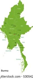 Union Myanmar Burma Map Provinces Capital Stock Vector (Royalty Free) 53054269 | Shutterstock