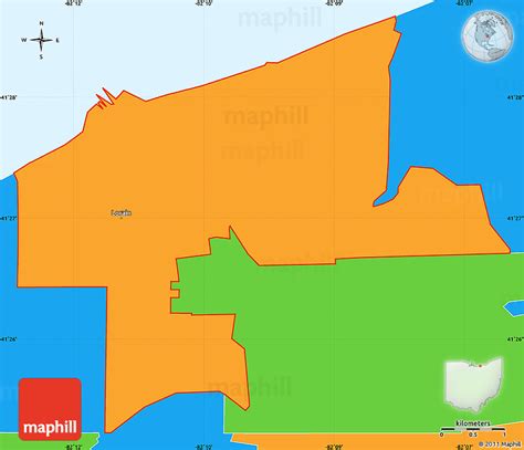 Political Simple Map of ZIP Code 44052