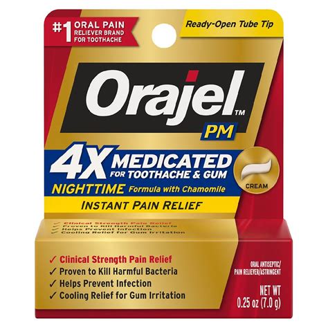 Orajel PM Toothache Pain Relief, Long Lasting Cream | Walgreens