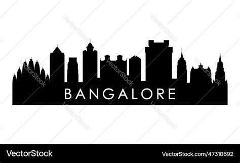 Bangalore skyline silhouette black city Royalty Free Vector