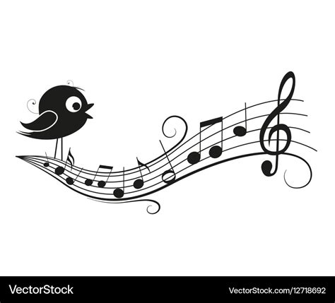 Musical notes with bird Royalty Free Vector Image