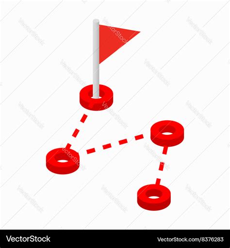 Route with a locator flag icon isometric 3d style Vector Image