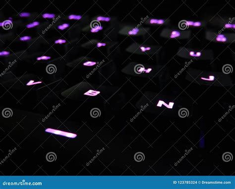 Gaming Keyboard with Purple Led Stock Photo - Image of back, dark ...