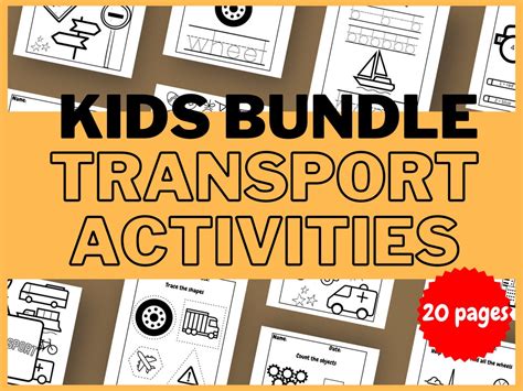 Printable Transport Activity Sheets for Kids Instant Download ...