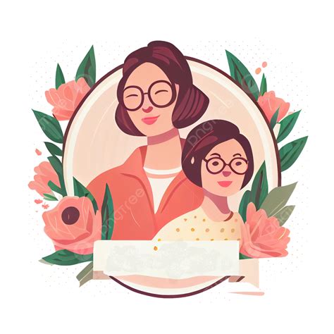 Mothers Day Blank Frame Mother And Daughter Illustration, Mother S Day ...