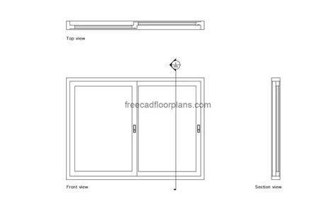 Sliding Window With Section - Free CAD Drawings